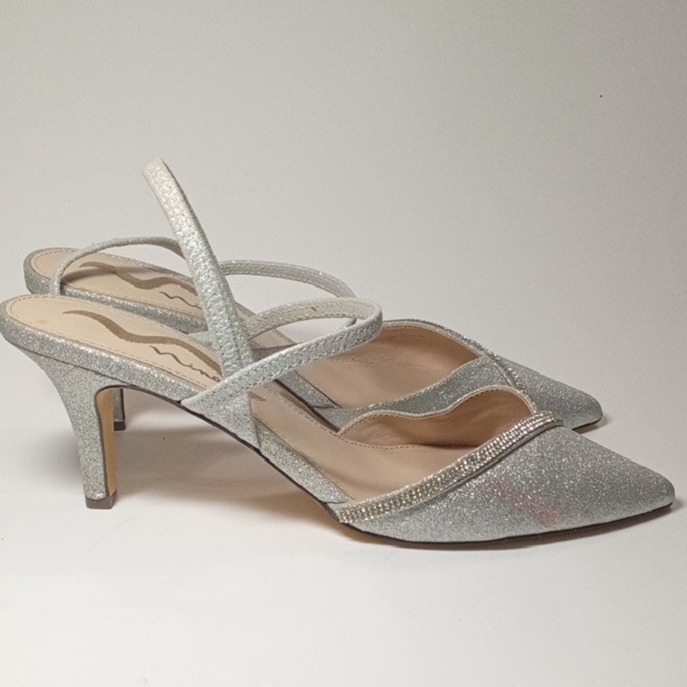 Nina Beckie-YG Shimmering Silver Refine Pointed Heels Size 10M - Picture 9 of 17